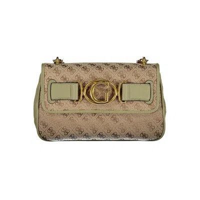 Guess Jeans Green Polyester Handbag In Brown