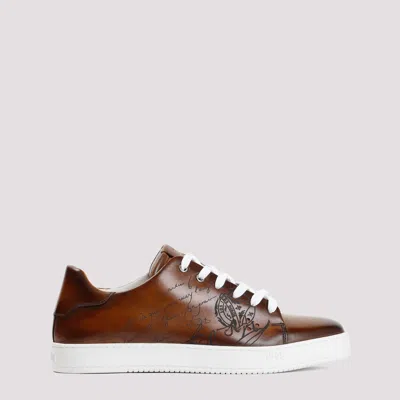 Berluti Scritto Venezia Leather Sneakers In Brown