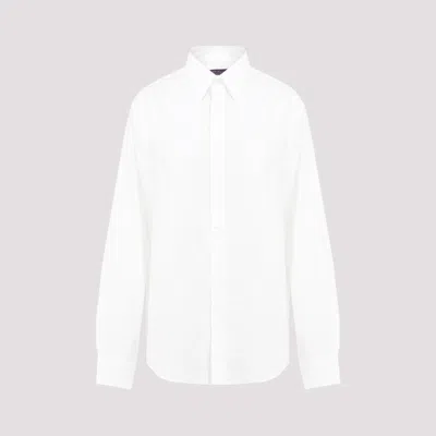 Ralph Lauren Purple Label Light Cream Label Harnk Ls Cotton Shirt In White