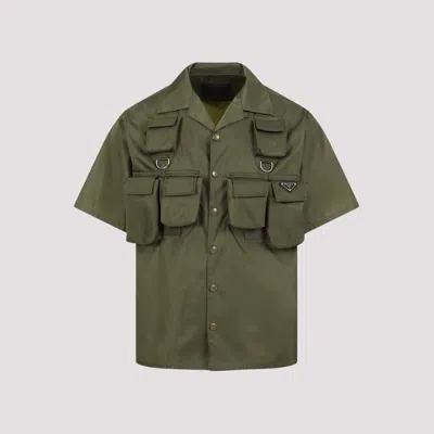 Prada Short-sleeve Light Re-nylon Shirt In Green