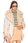 Acne Studios Ecru Shearling Velocite Suede Jacket In Ecru & Ecru