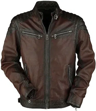 Pre-owned Gipsy Colt W18 Lasanv Männer Lederjacke Rotbraun Männer Basics, Biker In Braun