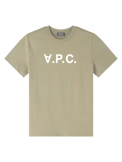 Apc Men's Logo Cotton T-shirt In Green