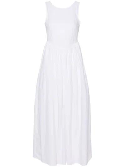 Emporio Armani Sleeveless Cotton Midi Dress In White