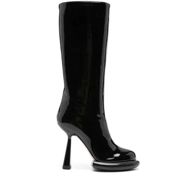 Francesca Bellavita Love 120mm Patent Leather Boots In Black
