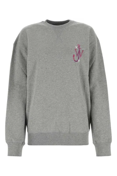 Jw Anderson Logo Printed Crewneck Sweatshirt In Grey