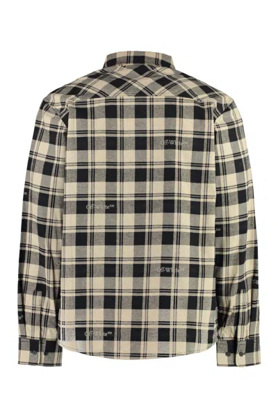 Off-white Checked Flannel Shirt In Beige