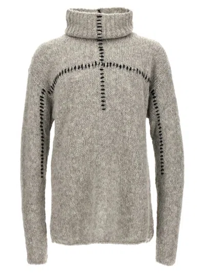 Thom Krom Contrast Embroidery Sweater In Gray
