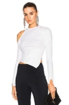 CUSHNIE ET OCHS CUSHNIE ET OCHS LONG SLEEVED SINGLE COLD SHOULDER CROP TOP IN WHITE,F17 3178202 10