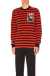 GIVENCHY GIVENCHY DESTROYED STRIPED SWEATSHIRT IN RED,BLACK,STRIPES,17W7175560