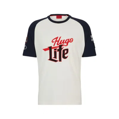 Hugo Cotton-jersey T-shirt With Logo Artwork In White