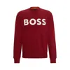 Hugo Boss Relaxed-fit Cotton-terry Sweatshirt With Rubber-print Logo In Light Red