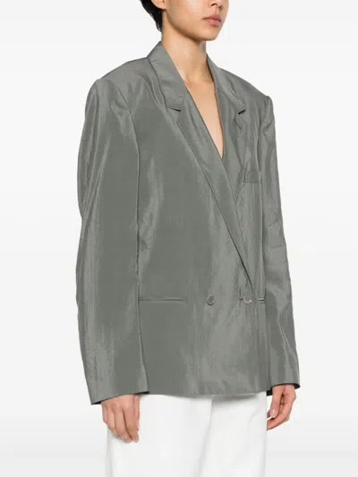 Lemaire Women Double Breasted Jacket In Bk949 Ash Grey