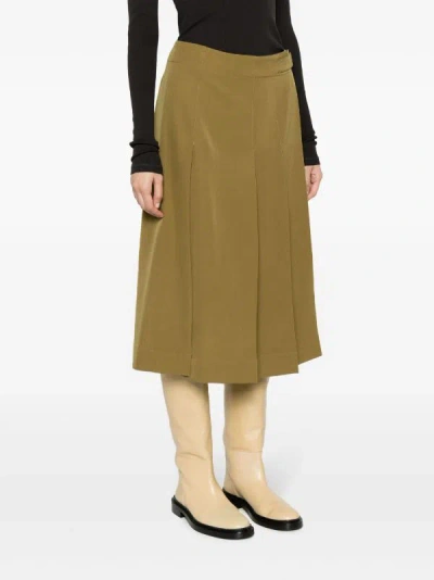 Lemaire Pleated Wool Wrap Skirt In Gr690 Pistachio