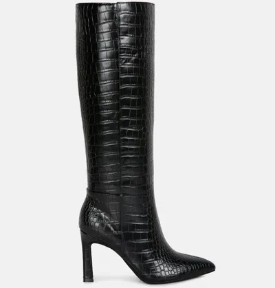 London Rag Fewocious Croc High Heel Calf Boots In Black