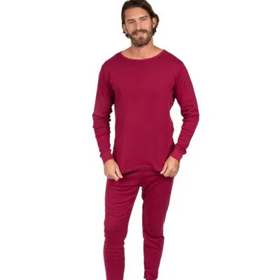 Leveret Mens Two Piece Cotton Pajamas Neutral Solid Color In Red