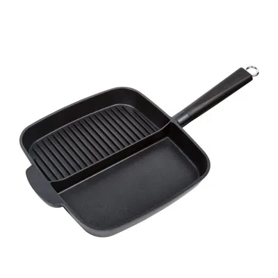 Masterpan Nonstick 2-section Grill & Griddle Skillet, 11" In Black