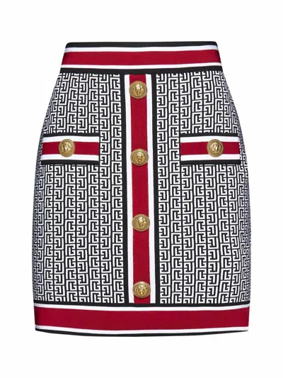 Balmain Skirts In Noir/blanc/rouge