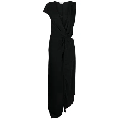 Alessandro Vigilante Asymmetric Cut-out Maxi Dress In Black