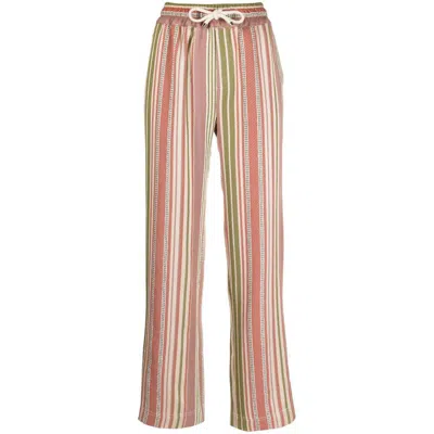 Benjamin Benmoyal Striped High-waisted Trousers In Green