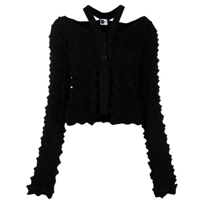 Chet Lo Off-shoulder 3d-knit Top In Black