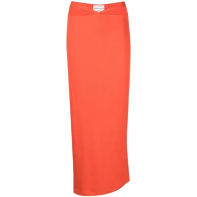 Lama Jouni Cut-out Slit Maxi Skirt In Orange