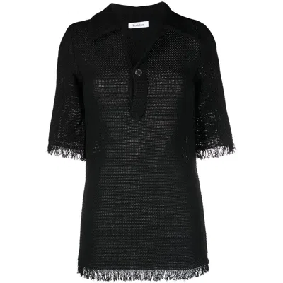 Rodebjer Crochet-knit Polo Shirt In Black