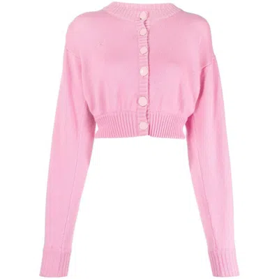 Rowen Rose Shoulder-pads Cashmere Cardigan In Pink