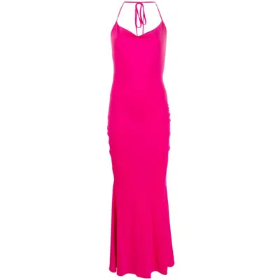 Suboo Garnet Deep Halterneck Maxi Dress In Pink