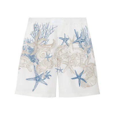 Versace Barocco Sea Cotton Shorts In White