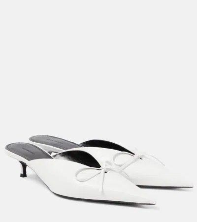 Balenciaga Knife Bow Leather Mules In White