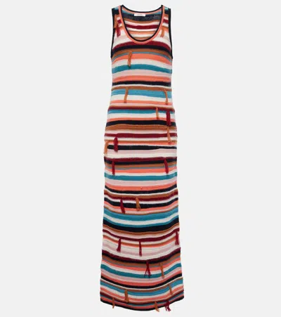 Dorothee Schumacher Moment Of Joy Striped Cashmere-blend Maxi Dress In Multicoloured