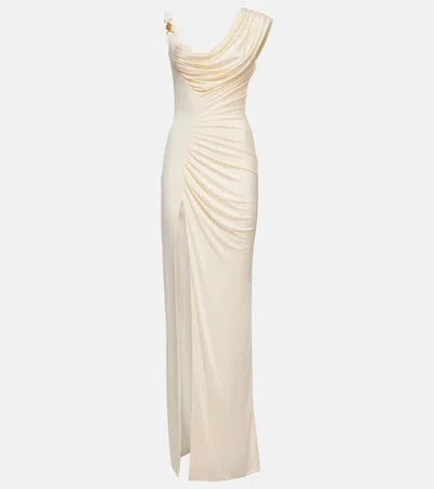Versace Medusa '95 Draped Crêpe Gown In White
