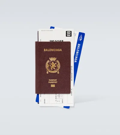 Balenciaga Passport Leather Bifold Wallet In Red