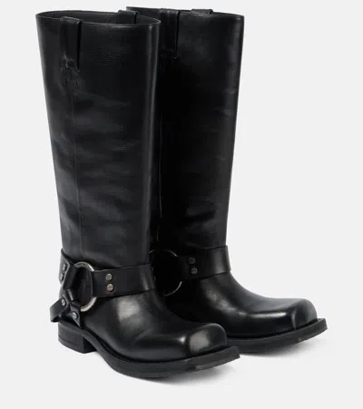 Acne Studios Leather Knee-high Biker Boots In Black
