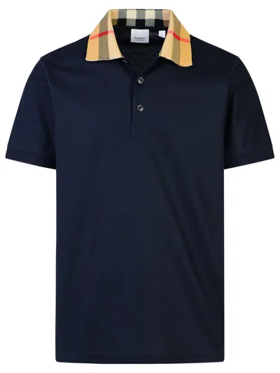 Burberry 'cody' Navy Cotton Polo Shirt Man In Blue
