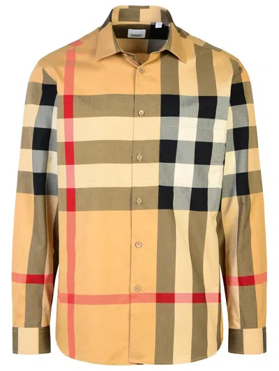 Burberry 'summerton' Beige Cotton Shirt Man In Cream