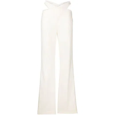 Anna October Cut-out Wool-blend Trousers In White