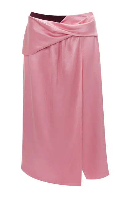 Jw Anderson Twisted Midi Skirt In Pink