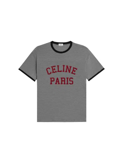 Celine Men Loose  Paris T-shirt In Cotton Jersey In Black