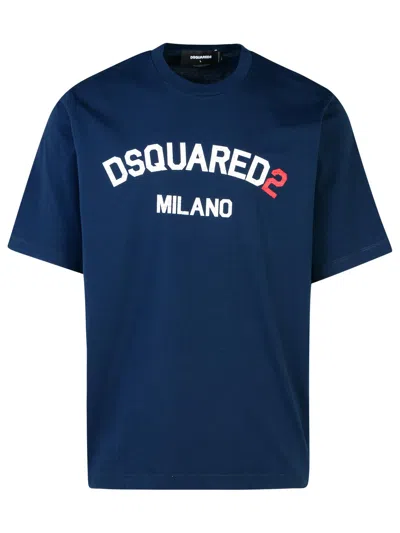 Dsquared2 Milano' Navy Cotton T-shirt In Black