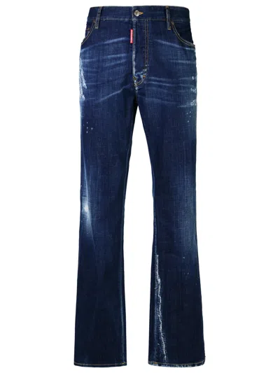 Dsquared2 Man  'roadie' Blue Cotton Denim Jeans