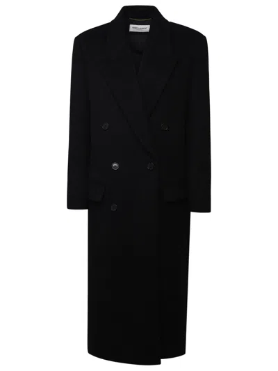 Saint Laurent Woman  Black Wool Coat