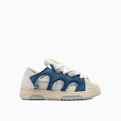 Paura Santha 1 Sneakers In White Suede And Leather In Blue
