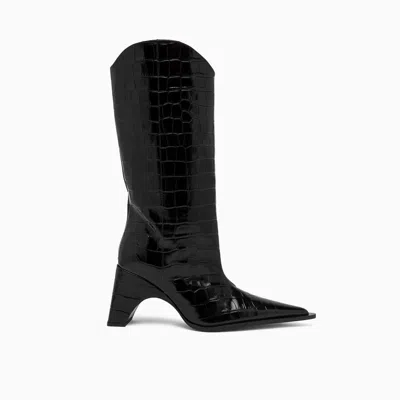 Coperni Crocodile Bridge 80mm Leather Boots In Schwarz