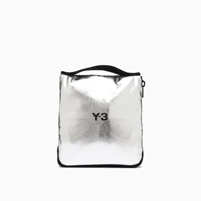 Y-3 Logo Printed Zip-around Packable Tote Bag In Silver
