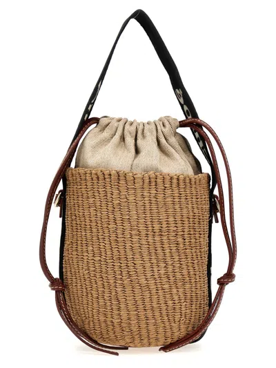 Chloé Woody Small Basket Bucket Bag In Beige