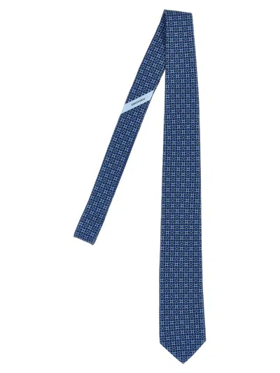 Ferragamo Printed Tie In Blue