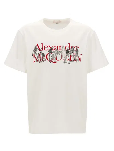 Alexander Mcqueen Embroidery Logo Print T-shirt In White