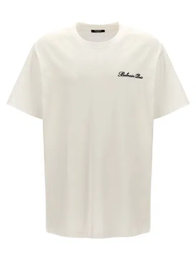 Balmain Signature T-shirt In White/black